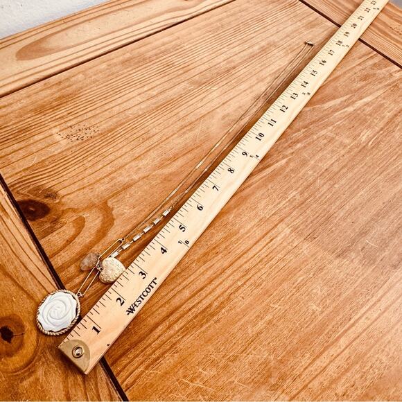 Anthropologie Gladys Pendant Necklace Quartz Mother of Pearl Long - Picture 7 of 9